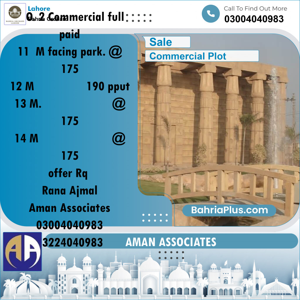 Commercial Plot for Sale in Phase 2 - M Block Commercial -  Bahria Orchard, Lahore - (BP-165508)