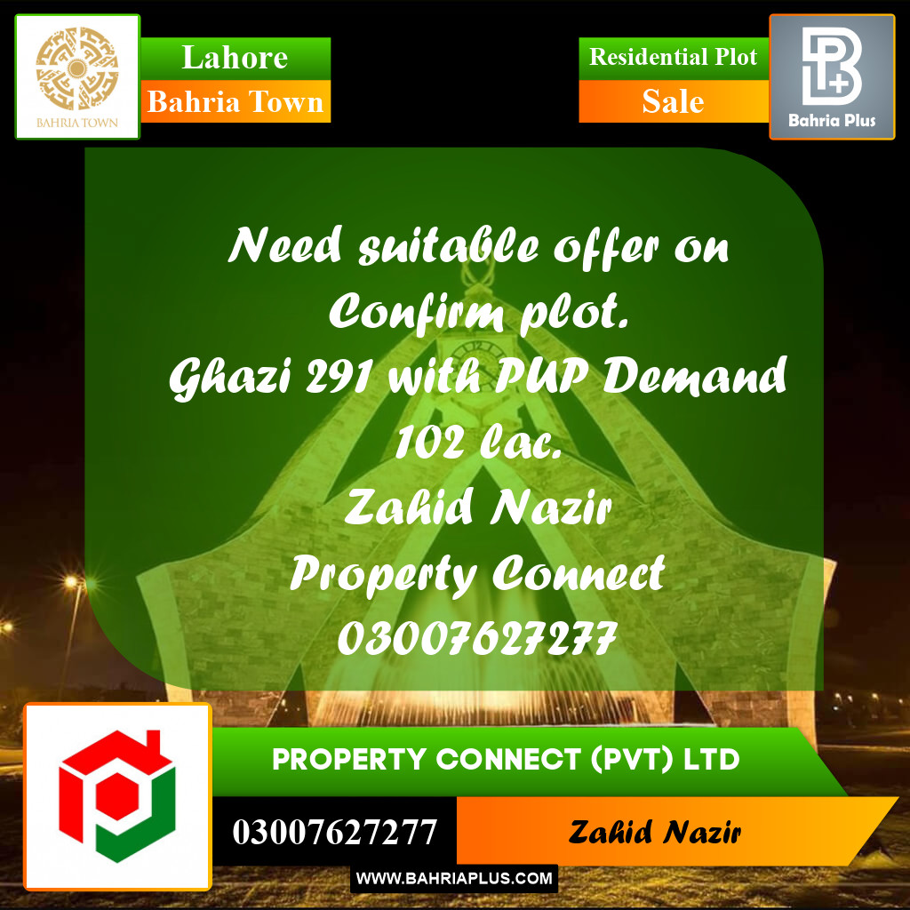 Residential Plot for Sale in Sector F - Ghazi Block -  Bahria Town, Lahore - (BP-165510)