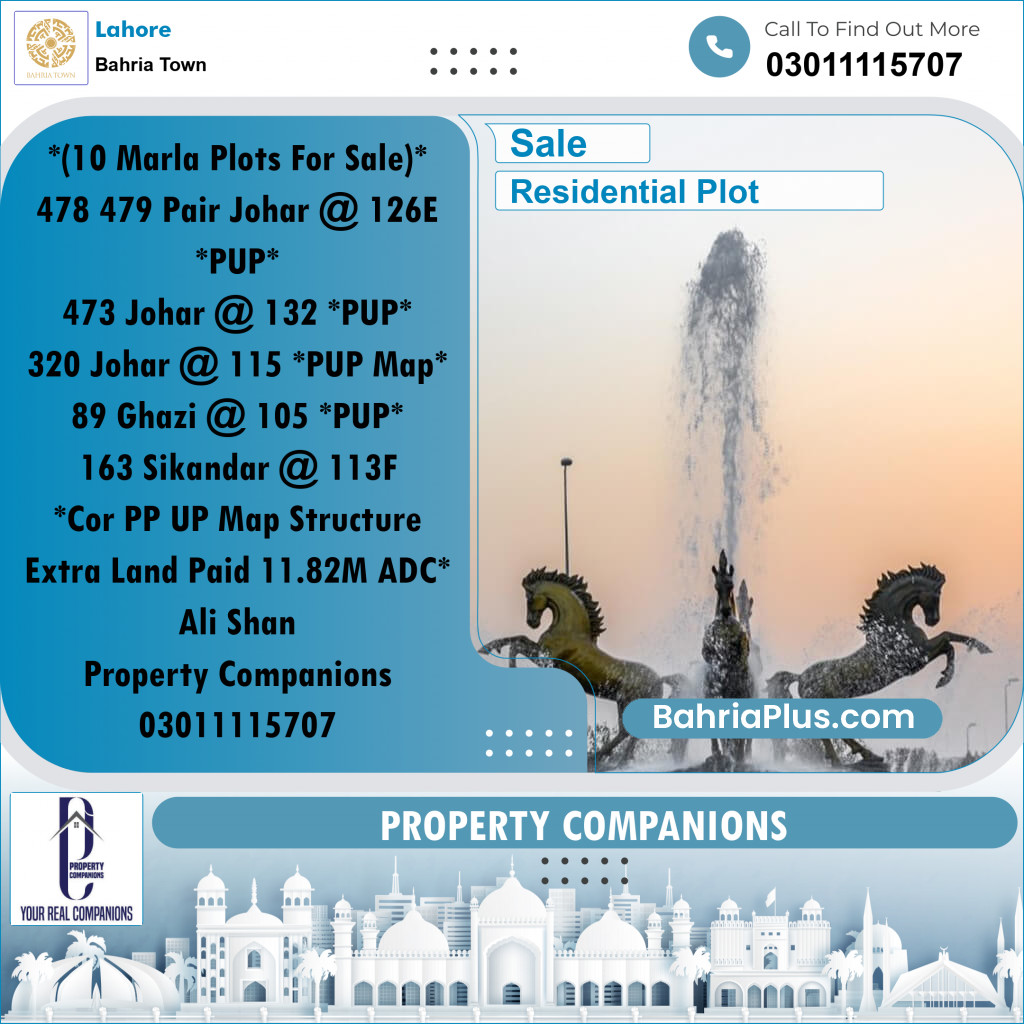 Residential Plot for Sale in Sector E - Johar Block -  Bahria Town, Lahore - (BP-165519)