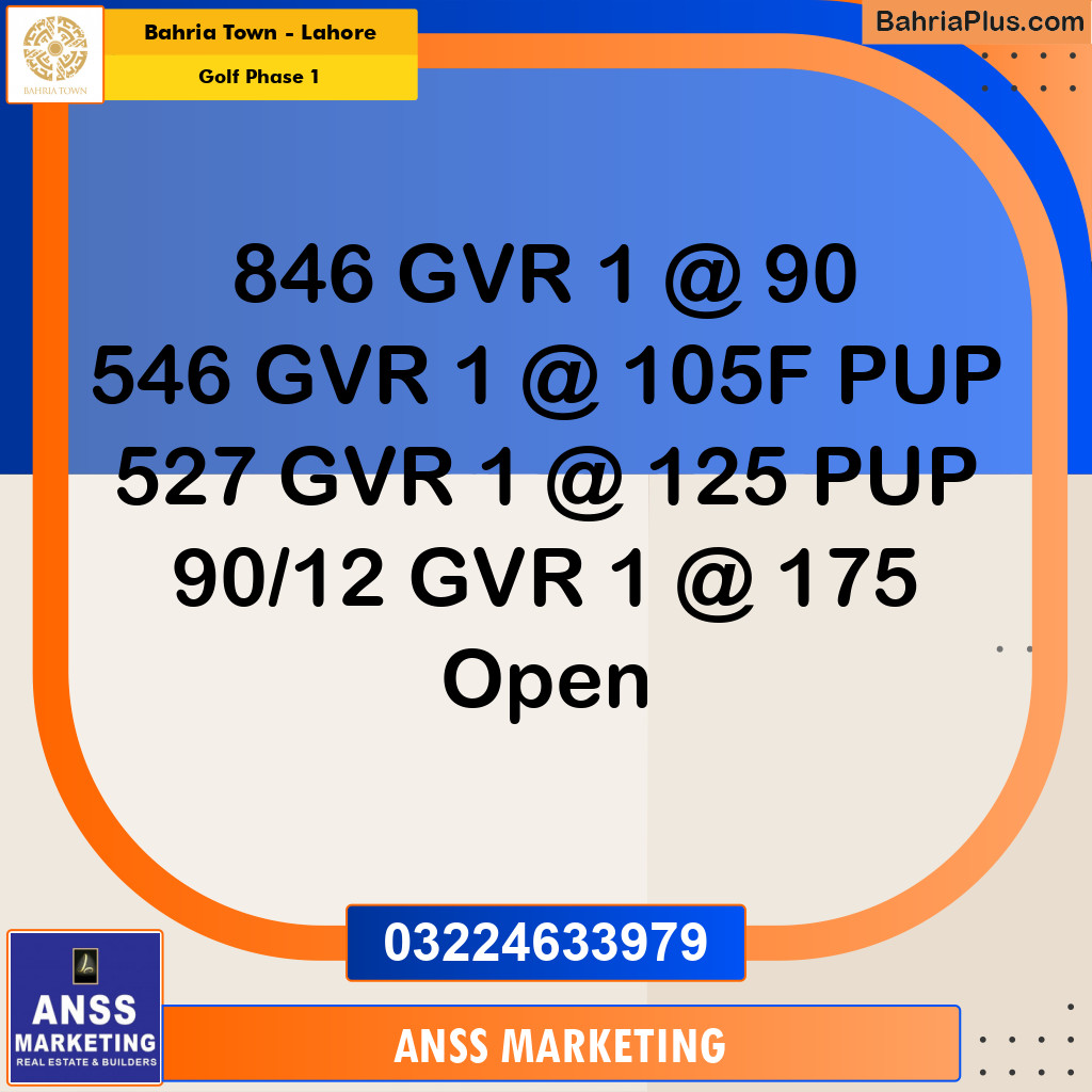 Residential Plot for Sale in Golf Phase 1 -  Bahria Town, Lahore - (BP-165564)