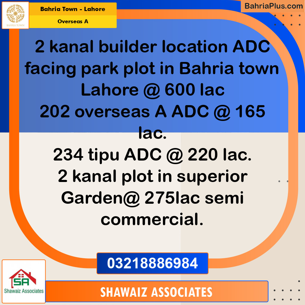 Residential Plot for Sale in Overseas A -  Bahria Town, Lahore - (BP-165567)