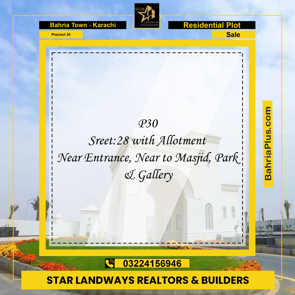 250 Sq. Yards Residential Plot for Sale in Precinct 30 -  Bahria Town, Karachi - (BP-165578)