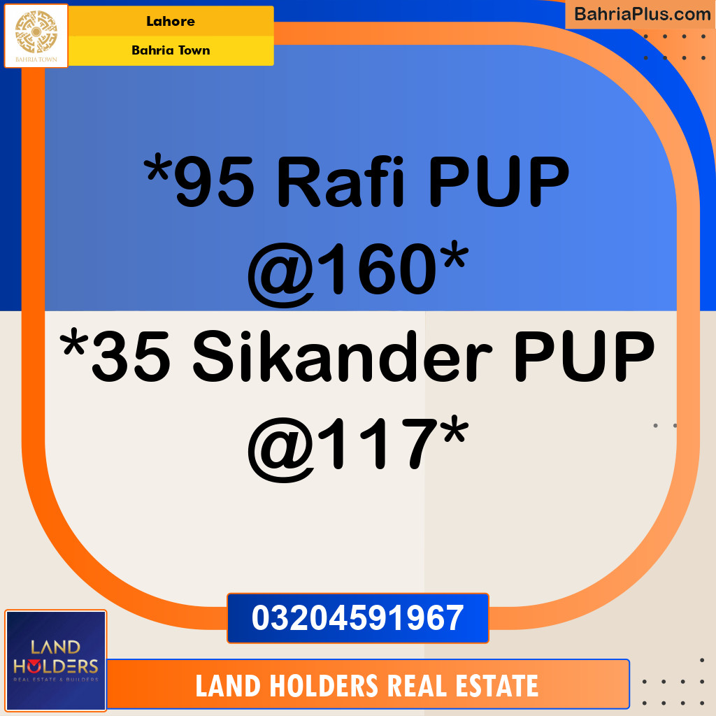 Residential Plot for Sale in Sector E - Rafi Block -  Bahria Town, Lahore - (BP-165582)