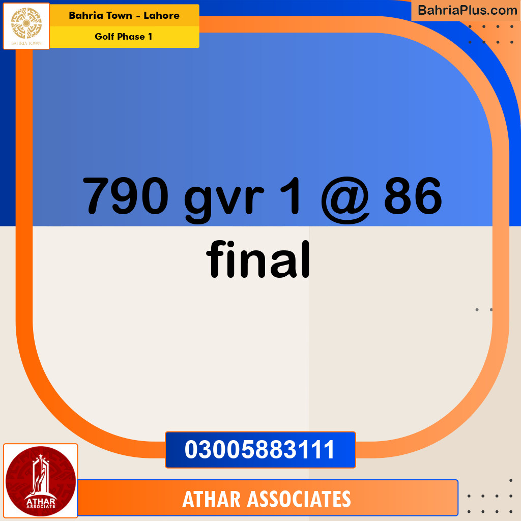 Residential Plot for Sale in Golf Phase 1 -  Bahria Town, Lahore - (BP-165613)