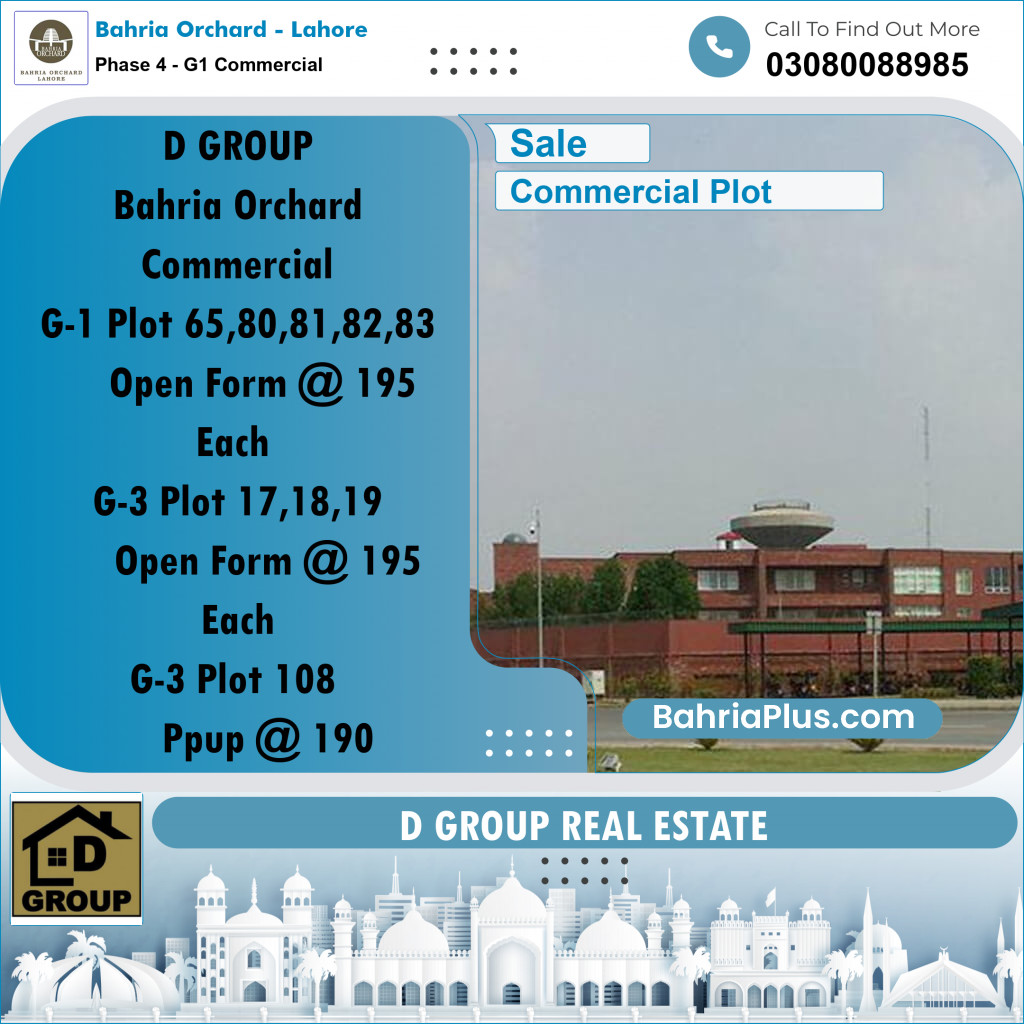 Commercial Plot for Sale in Phase 4 - G1 Commercial -  Bahria Orchard, Lahore - (BP-165627)