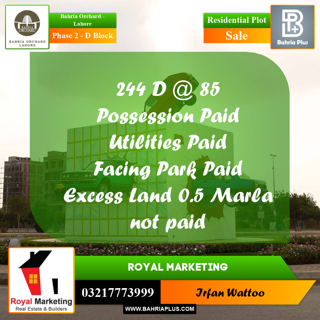 Residential Plot for Sale in Phase 2 - D Block -  Bahria Orchard, Lahore - (BP-165633)