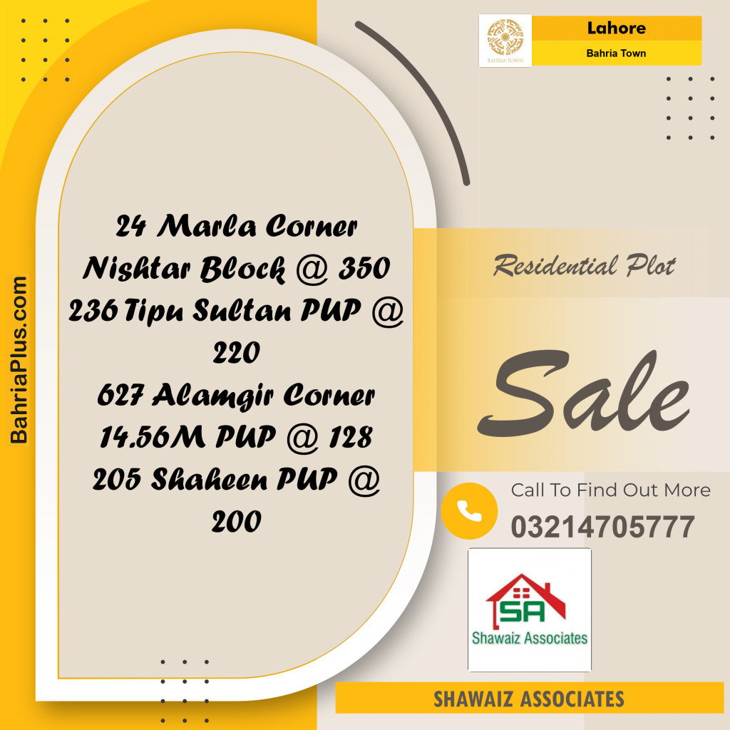 Residential Plot for Sale in Sector E - Nishtar Block -  Bahria Town, Lahore - (BP-165657)