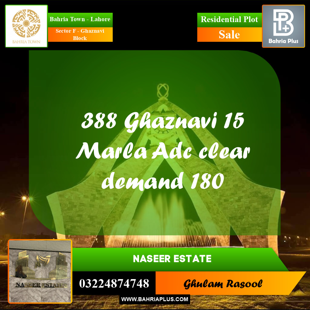 Residential Plot for Sale in Sector F - Ghaznavi Block -  Bahria Town, Lahore - (BP-165663)