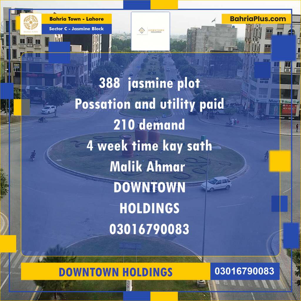 Residential Plot for Sale in Sector C - Jasmine Block -  Bahria Town, Lahore - (BP-165699)