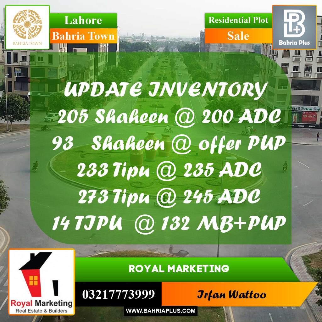 Residential Plot for Sale in Sector B - Shaheen Block -  Bahria Town, Lahore - (BP-165708)