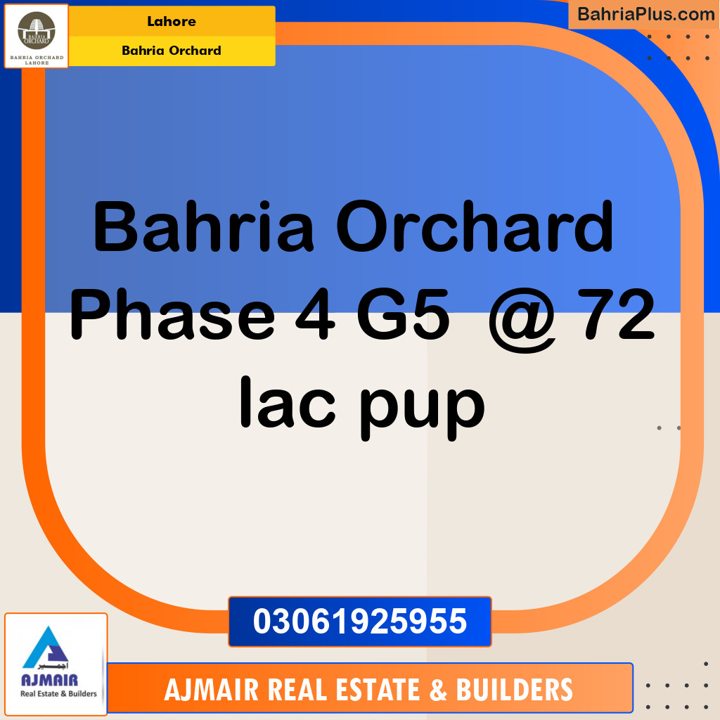 Residential Plot for Sale in Phase 4 - G5 Block -  Bahria Orchard, Lahore - (BP-165725)