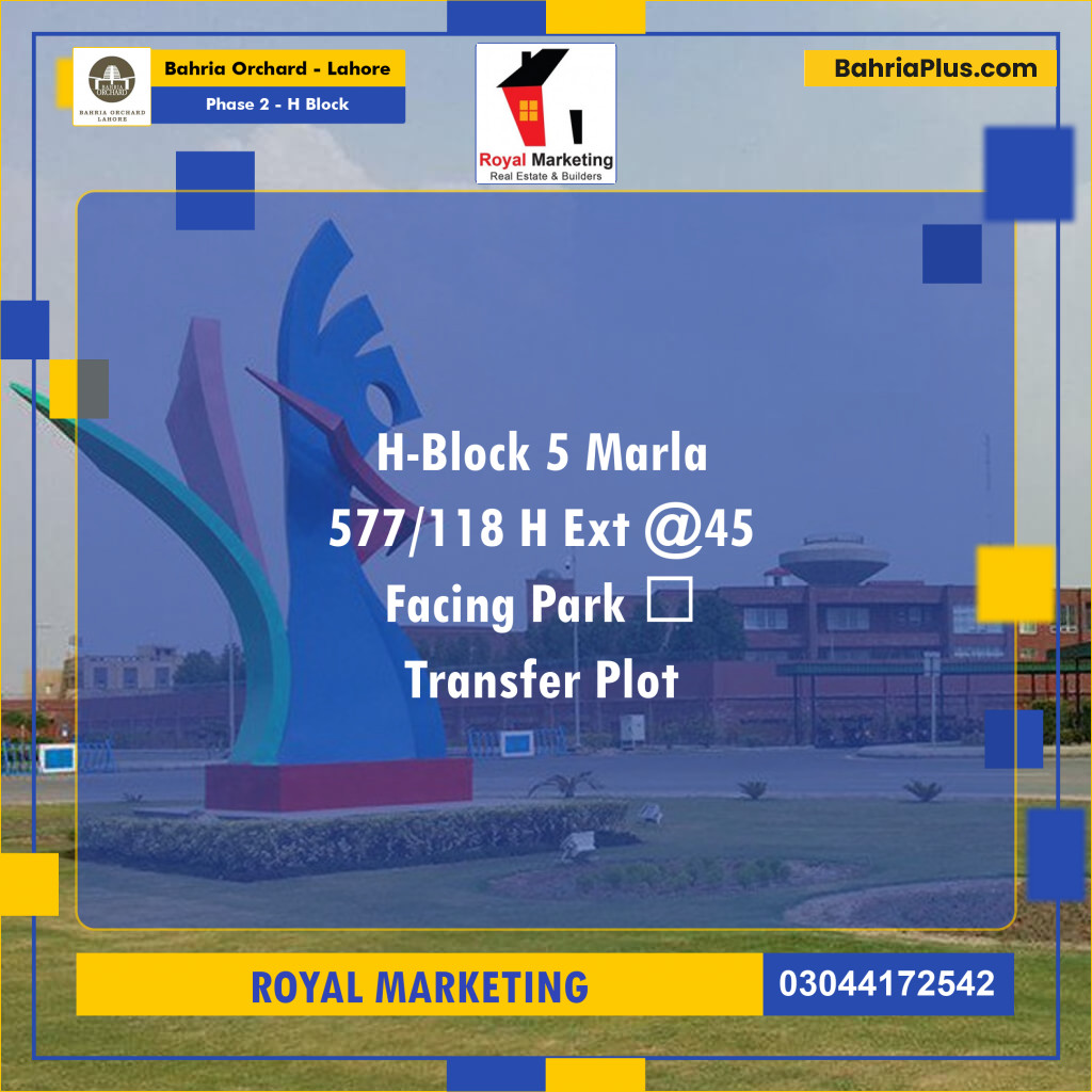 Residential Plot for Sale in Phase 2 - H Block -  Bahria Orchard, Lahore - (BP-165732)