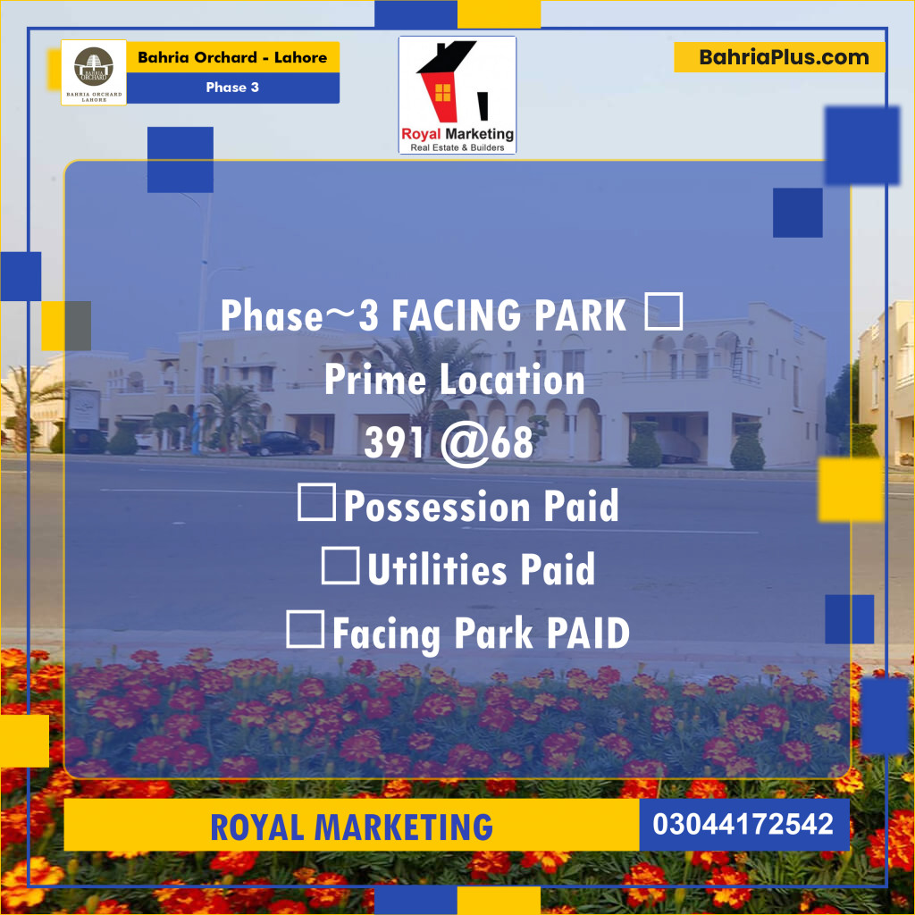 Residential Plot for Sale in Phase 3 -  Bahria Orchard, Lahore - (BP-165736)