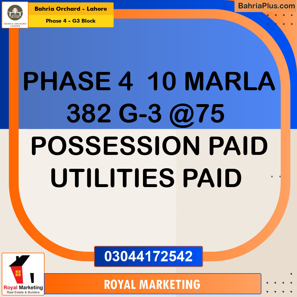 Residential Plot for Sale in Phase 4 - G3 Block -  Bahria Orchard, Lahore - (BP-165751)