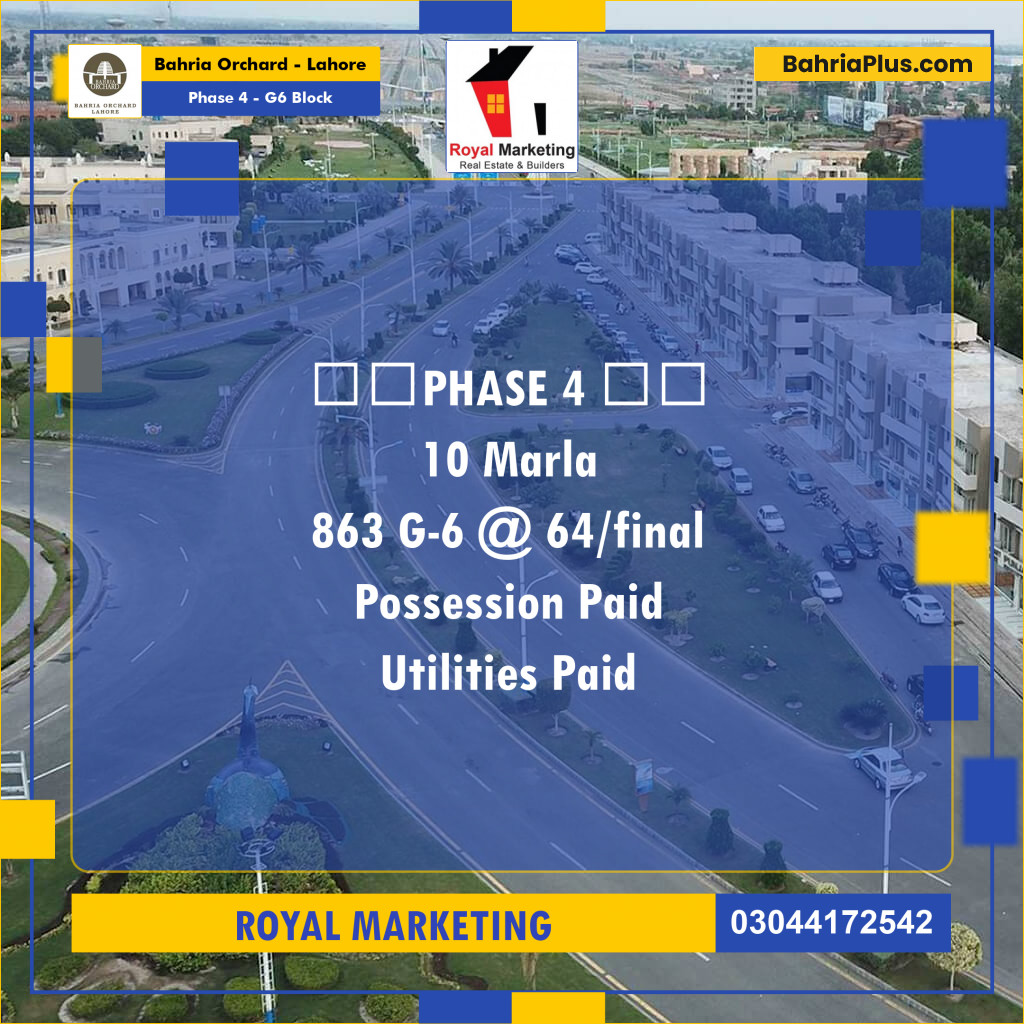 Residential Plot for Sale in Phase 4 - G6 Block -  Bahria Orchard, Lahore - (BP-165756)
