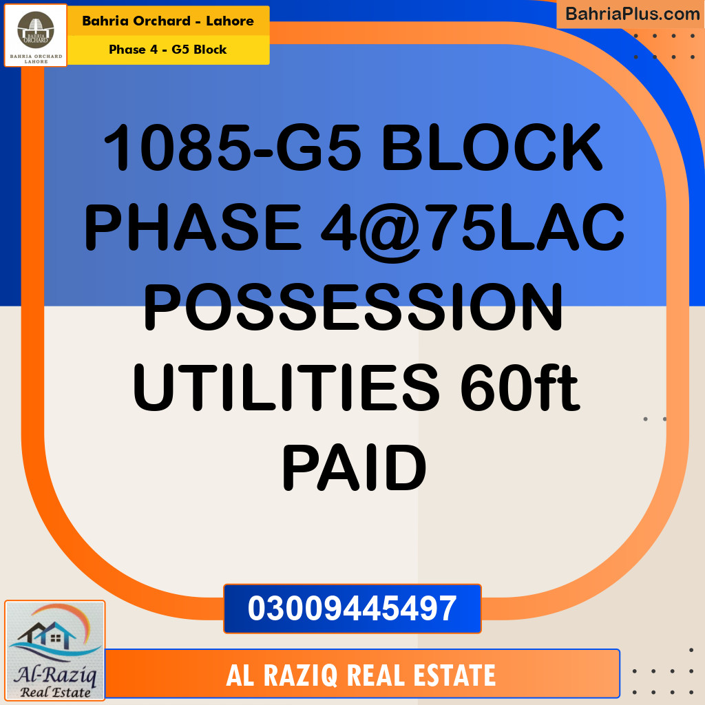 Residential Plot for Sale in Phase 4 - G5 Block -  Bahria Orchard, Lahore - (BP-165816)