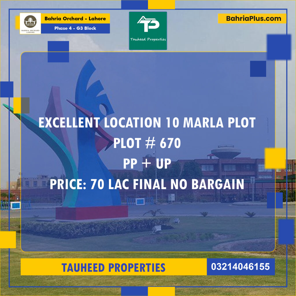 Residential Plot for Sale in Phase 4 - G3 Block -  Bahria Orchard, Lahore - (BP-165818)