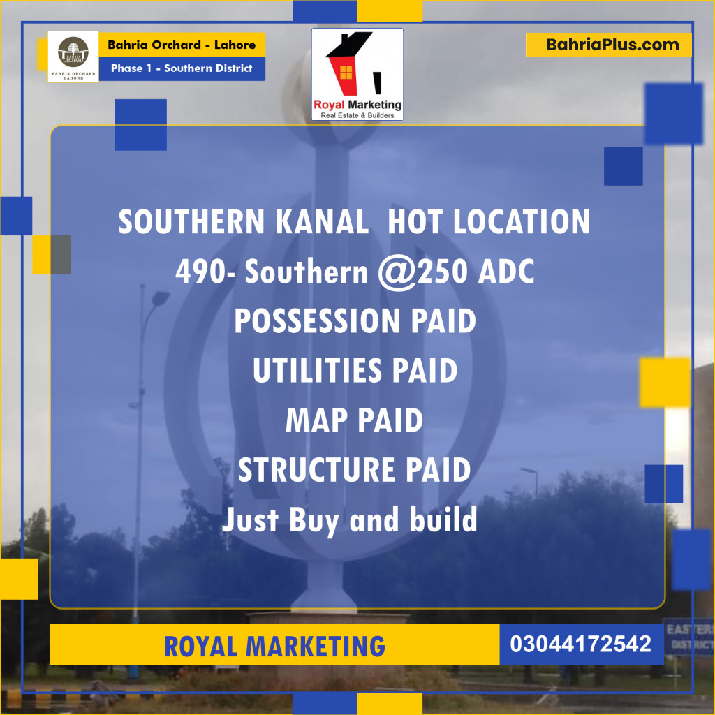 Residential Plot for Sale in Phase 1 - Southern District -  Bahria Orchard, Lahore - (BP-165874)