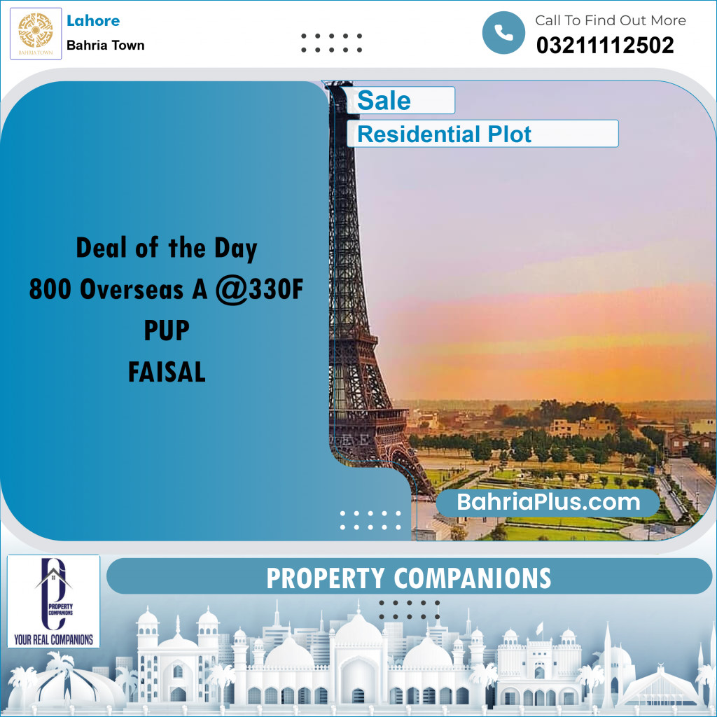 Residential Plot for Sale in Overseas A -  Bahria Town, Lahore - (BP-165937)