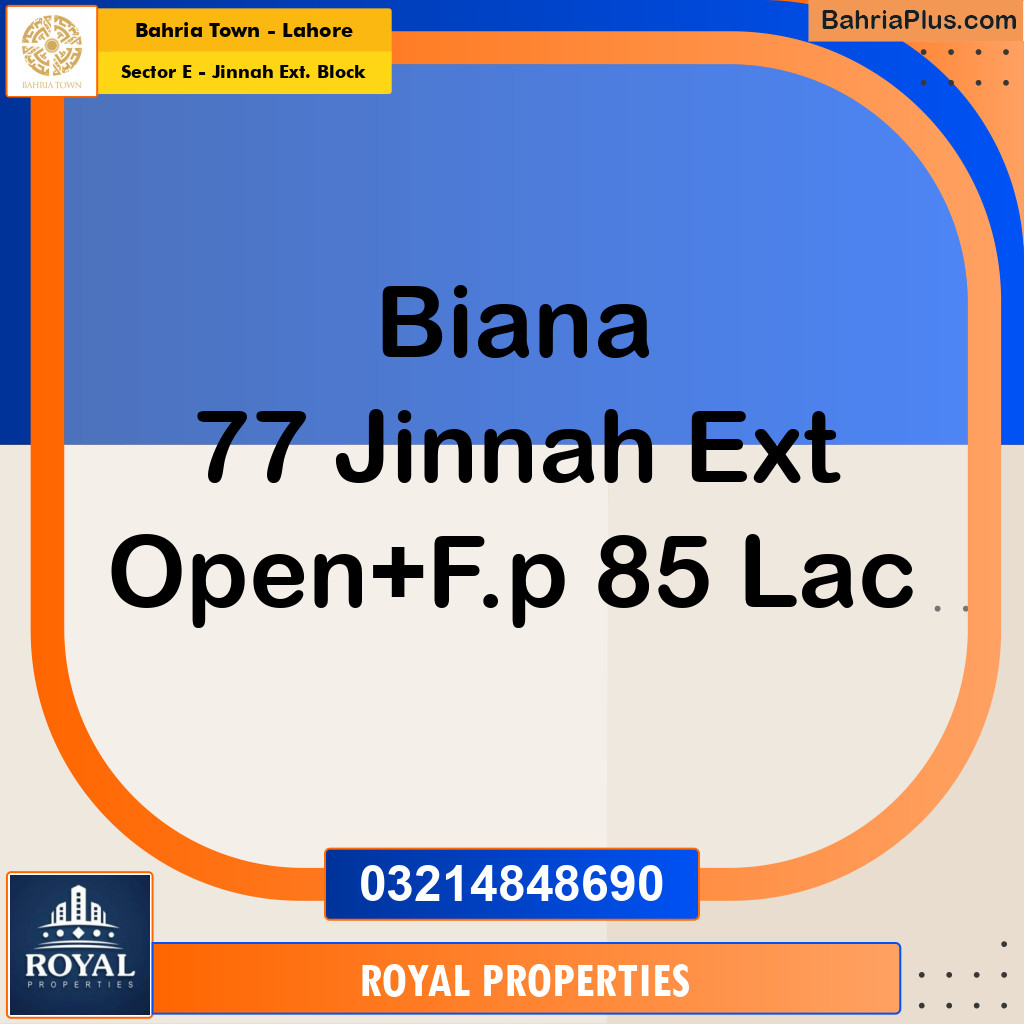Residential Plot for Sale in Sector E - Jinnah Ext. Block -  Bahria Town, Lahore - (BP-165938)