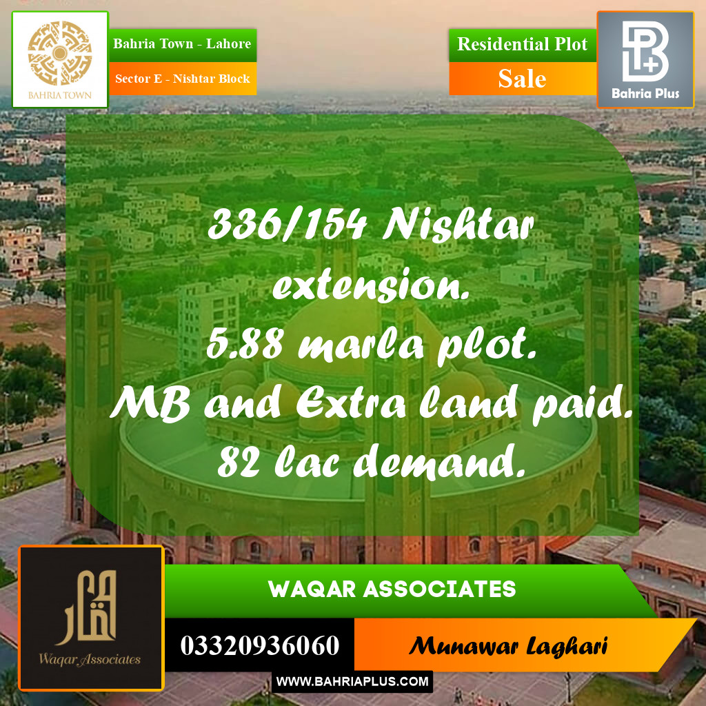 Residential Plot for Sale in Sector E - Nishtar Block -  Bahria Town, Lahore - (BP-166002)
