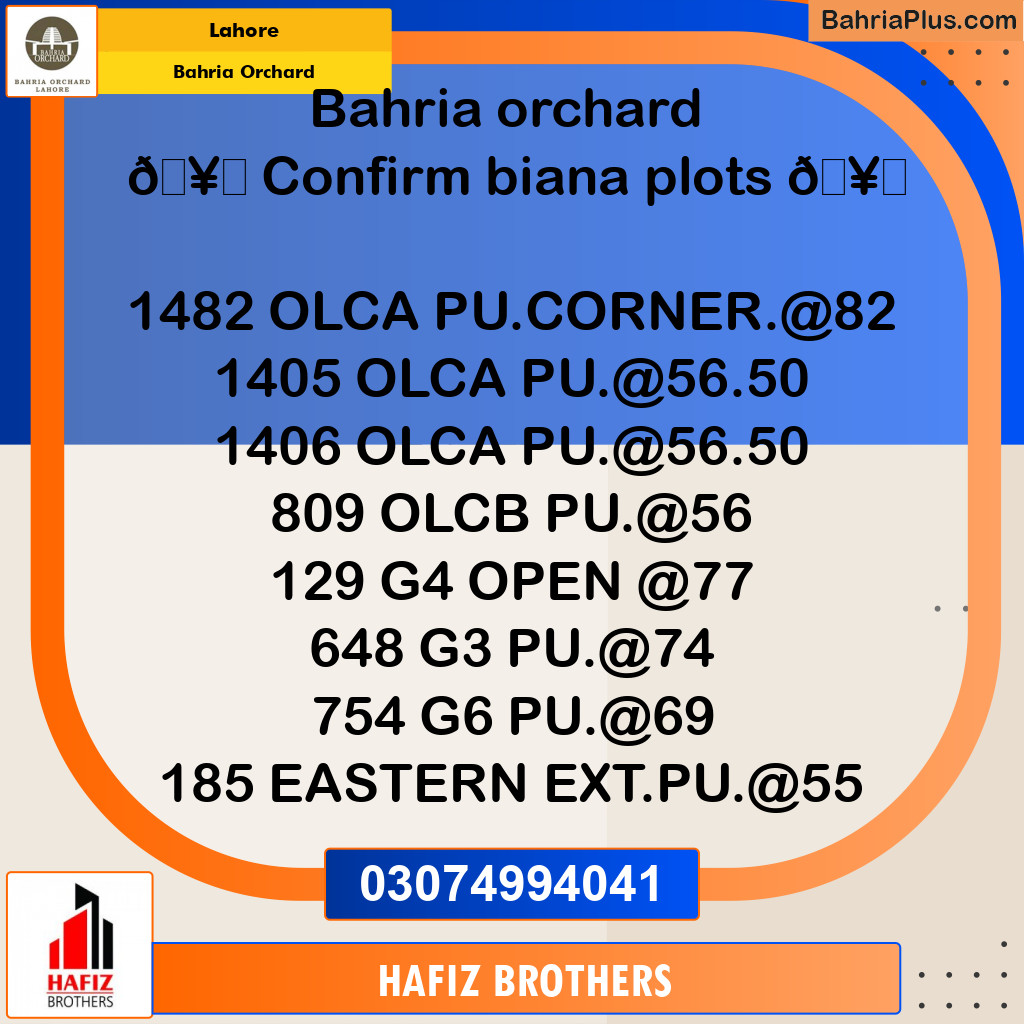 Residential Plot for Sale in OLC-A Block -  Bahria Orchard, Lahore - (BP-166018)
