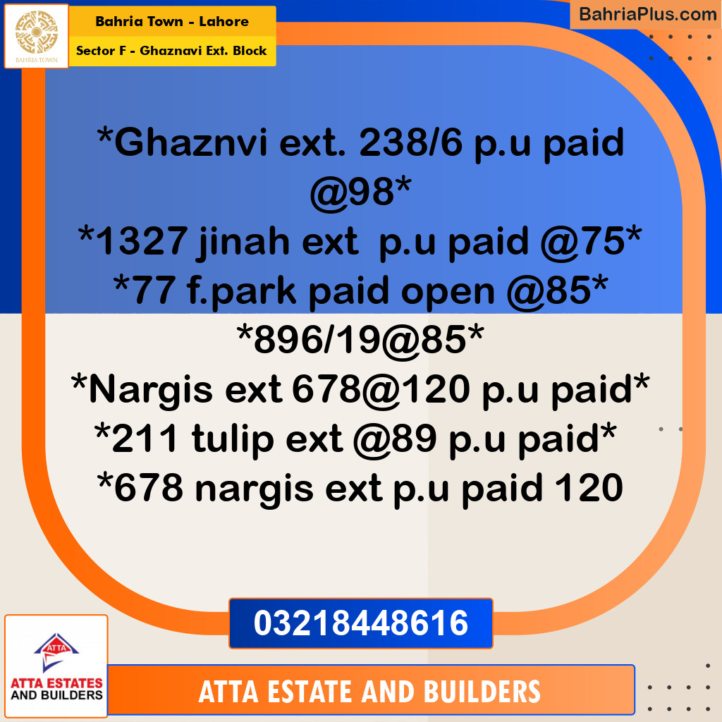 Residential Plot for Sale in Sector F - Ghaznavi Ext. Block -  Bahria Town, Lahore - (BP-166025)