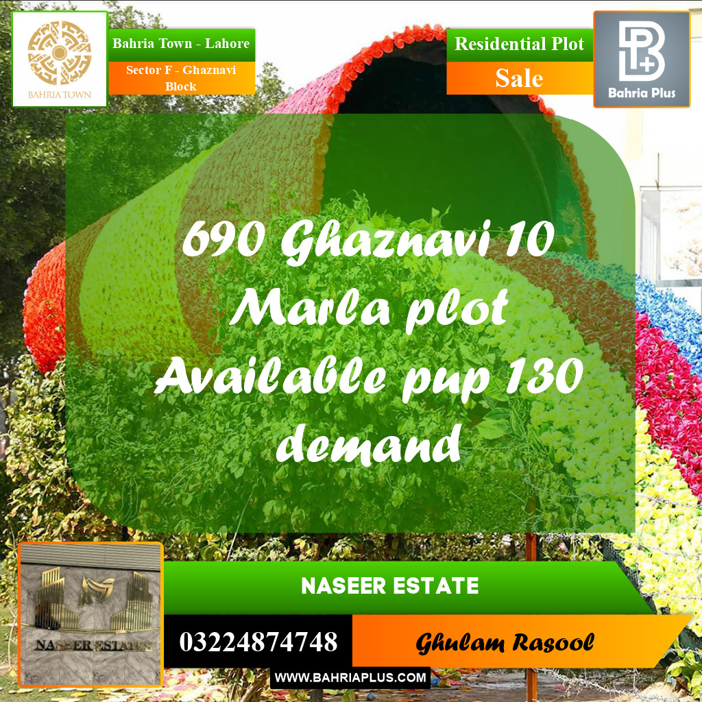 Residential Plot for Sale in Sector F - Ghaznavi Block -  Bahria Town, Lahore - (BP-166072)