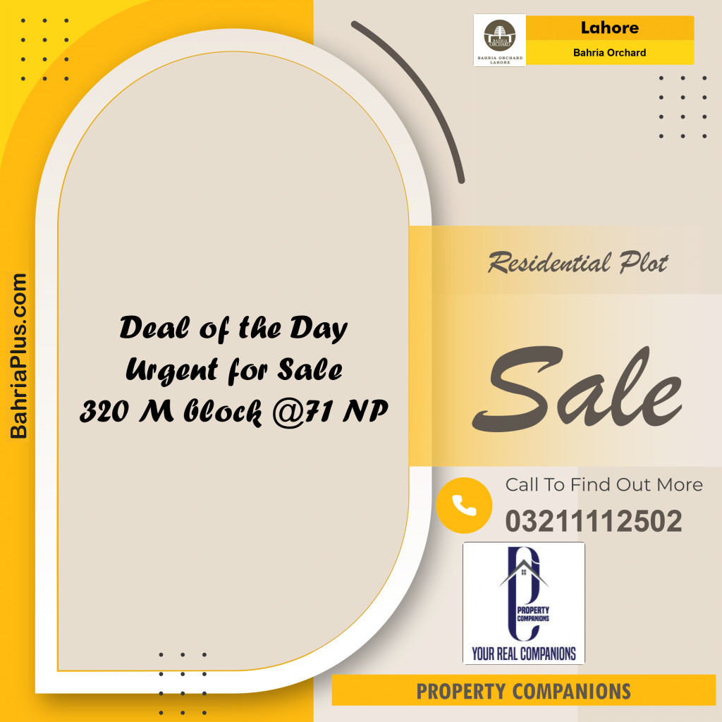 Residential Plot for Sale in Phase 2 - M Block -  Bahria Orchard, Lahore - (BP-166142)