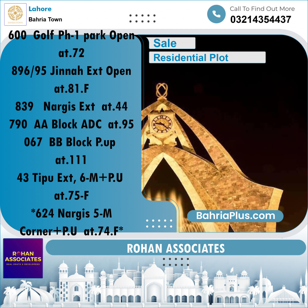 Residential Plot for Sale in Golf Phase 1 -  Bahria Town, Lahore - (BP-166158)