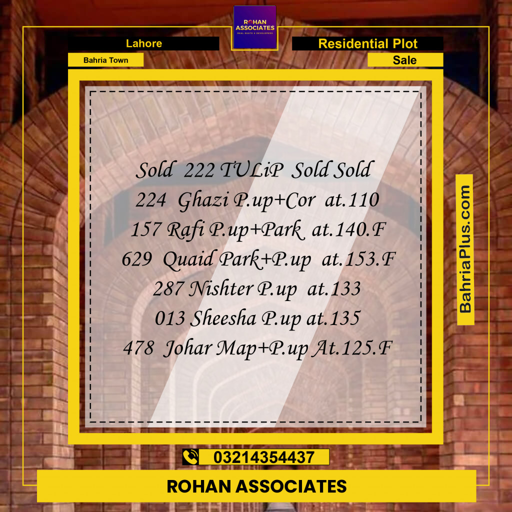 Residential Plot for Sale in Sector C - Tulip Block -  Bahria Town, Lahore - (BP-166163)