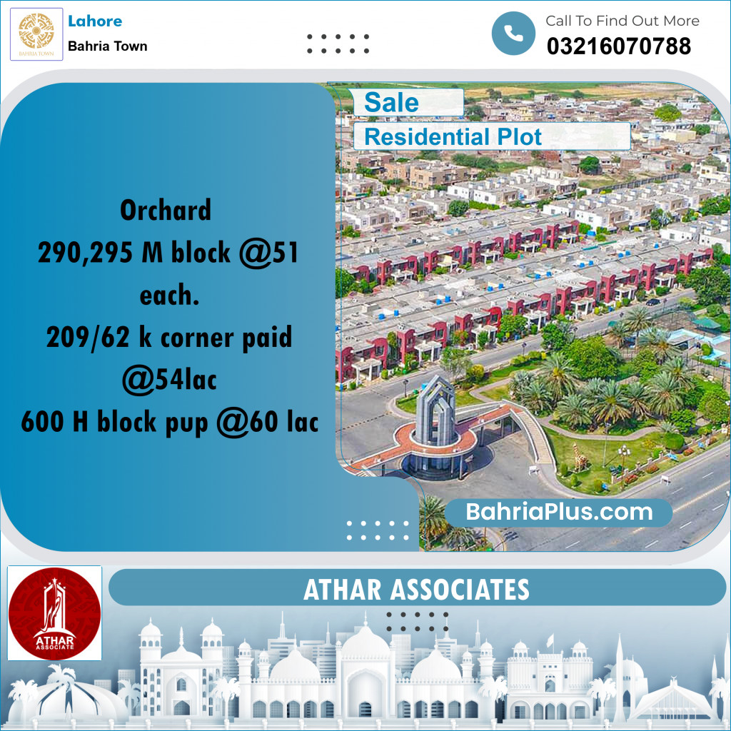 Residential Plot for Sale in Phase 2 - M Block -  Bahria Orchard, Lahore - (BP-166172)