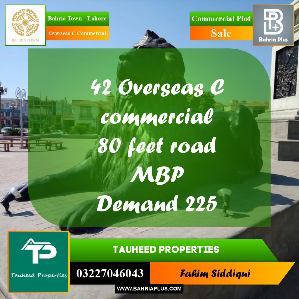 Commercial Plot for Sale in Overseas C Commercial -  Bahria Town, Lahore - (BP-166179)