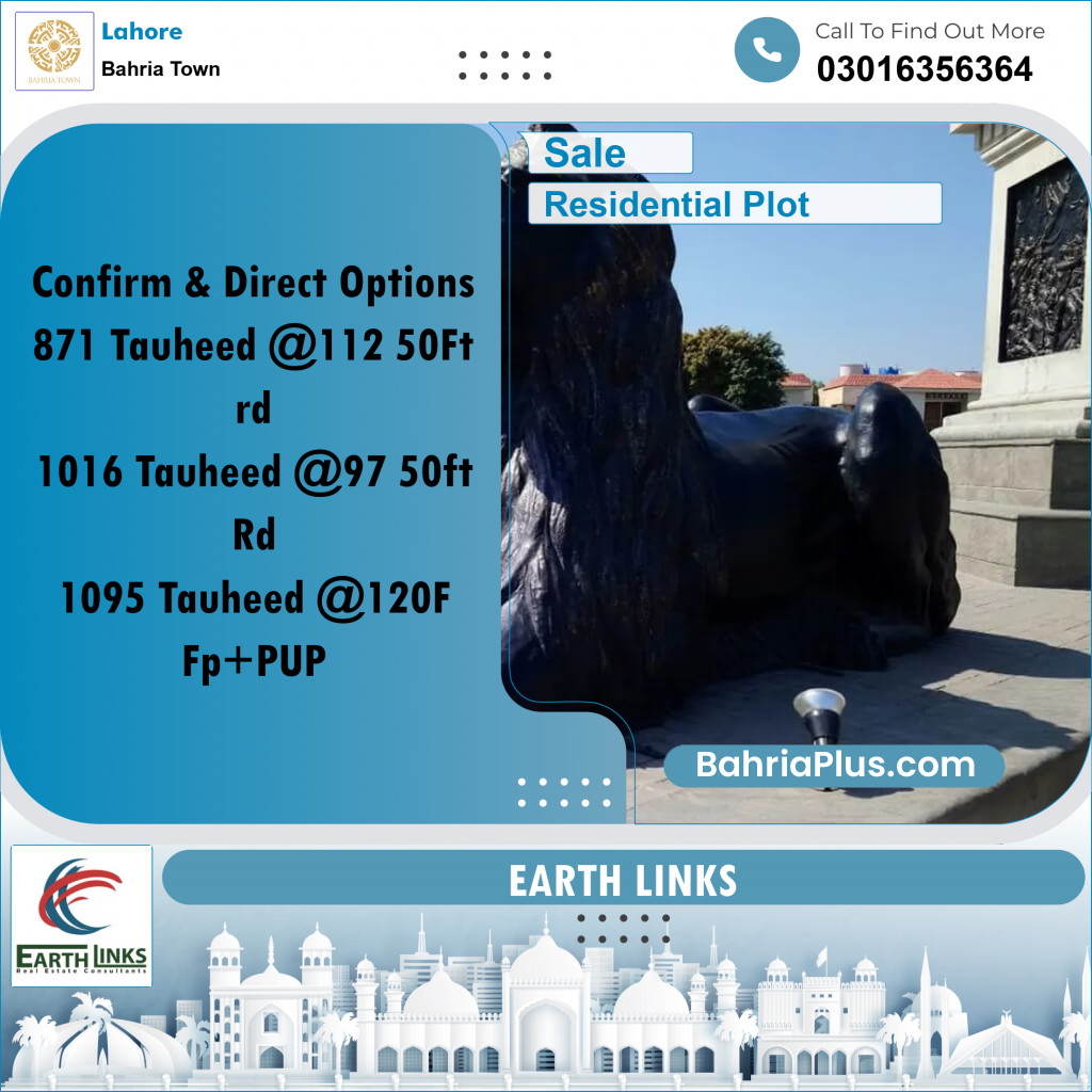 Residential Plot for Sale in Sector F - Tauheed Block -  Bahria Town, Lahore - (BP-166193)