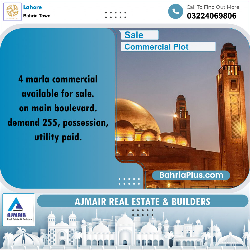 Commercial Plot for Sale in Bahria Town, Lahore - (BP-166210)