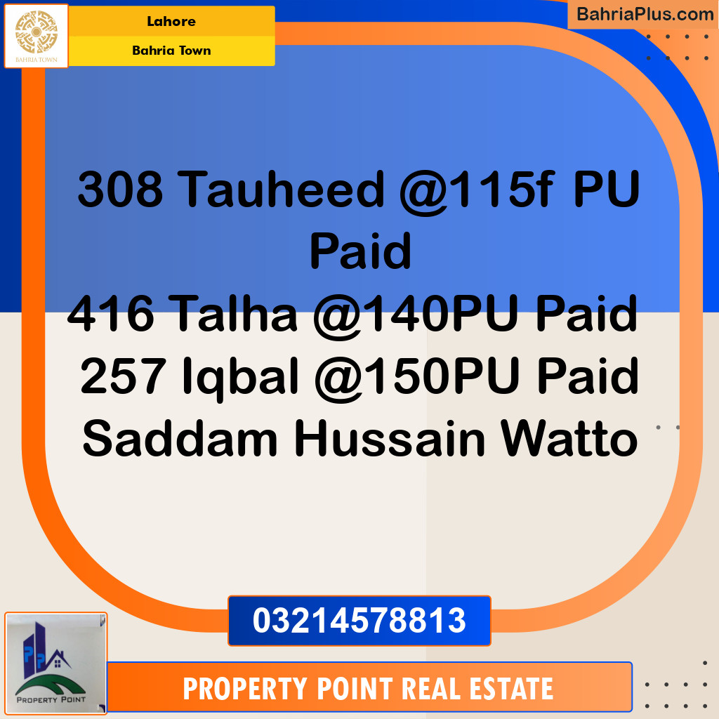Residential Plot for Sale in Sector F - Tauheed Block -  Bahria Town, Lahore - (BP-166236)