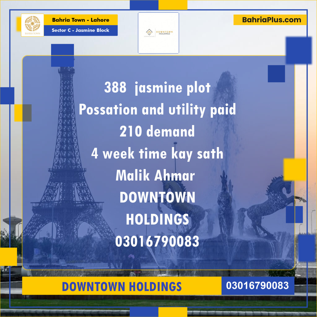 Residential Plot for Sale in Sector C - Jasmine Block -  Bahria Town, Lahore - (BP-166250)