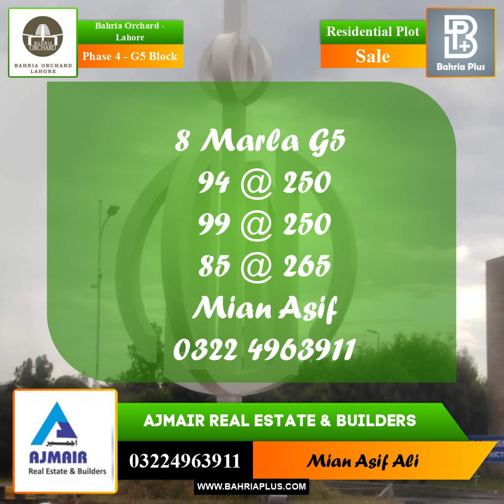 Residential Plot for Sale in Phase 4 - G5 Block -  Bahria Orchard, Lahore - (BP-166258)