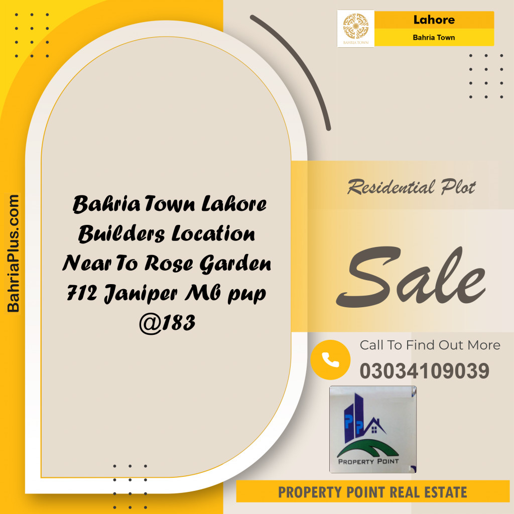 Residential Plot for Sale in Sector C - Janiper Block -  Bahria Town, Lahore - (BP-166270)