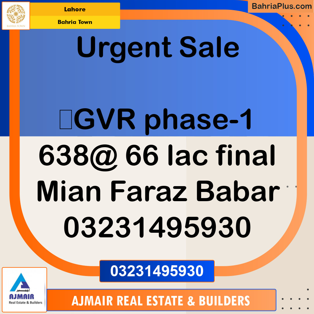 Residential Plot for Sale in Golf Phase 1 -  Bahria Town, Lahore - (BP-166303)