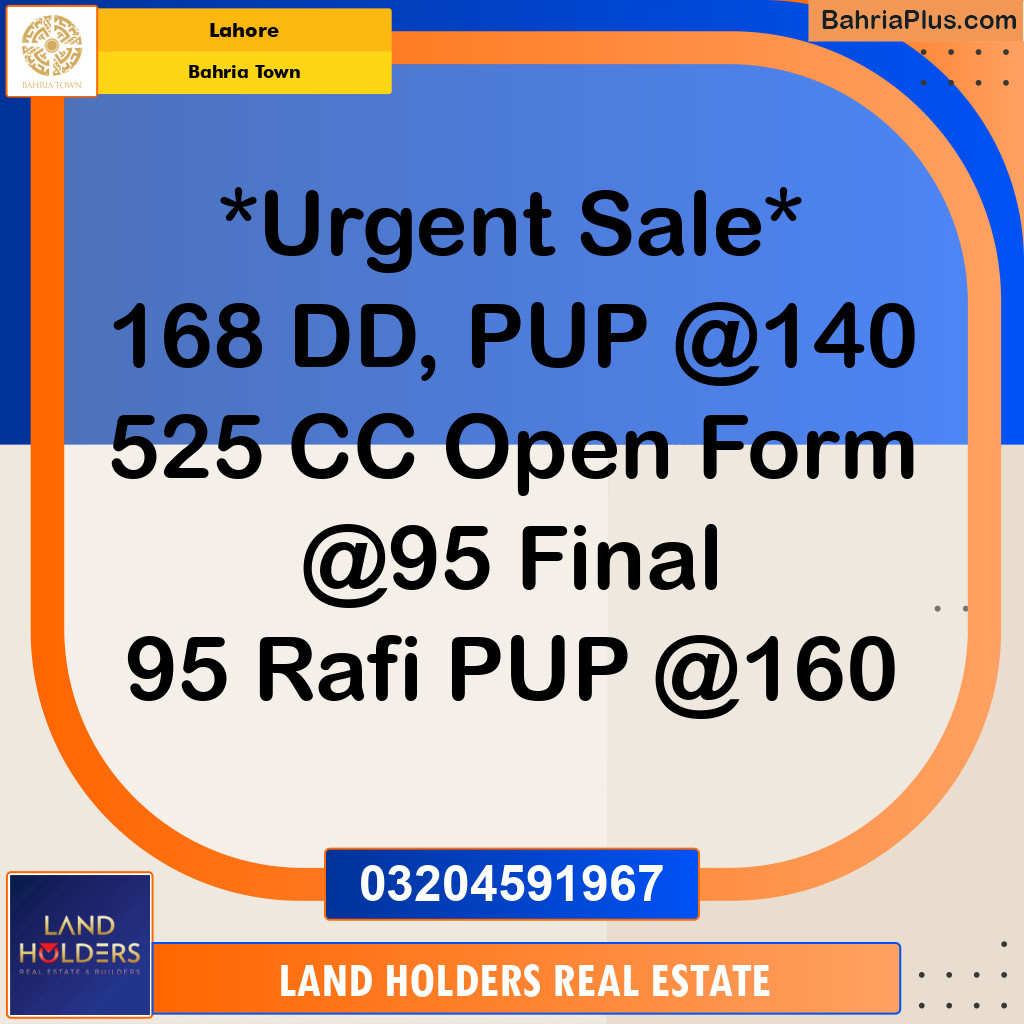 Residential Plot for Sale in Sector D - DD Block -  Bahria Town, Lahore - (BP-166315)