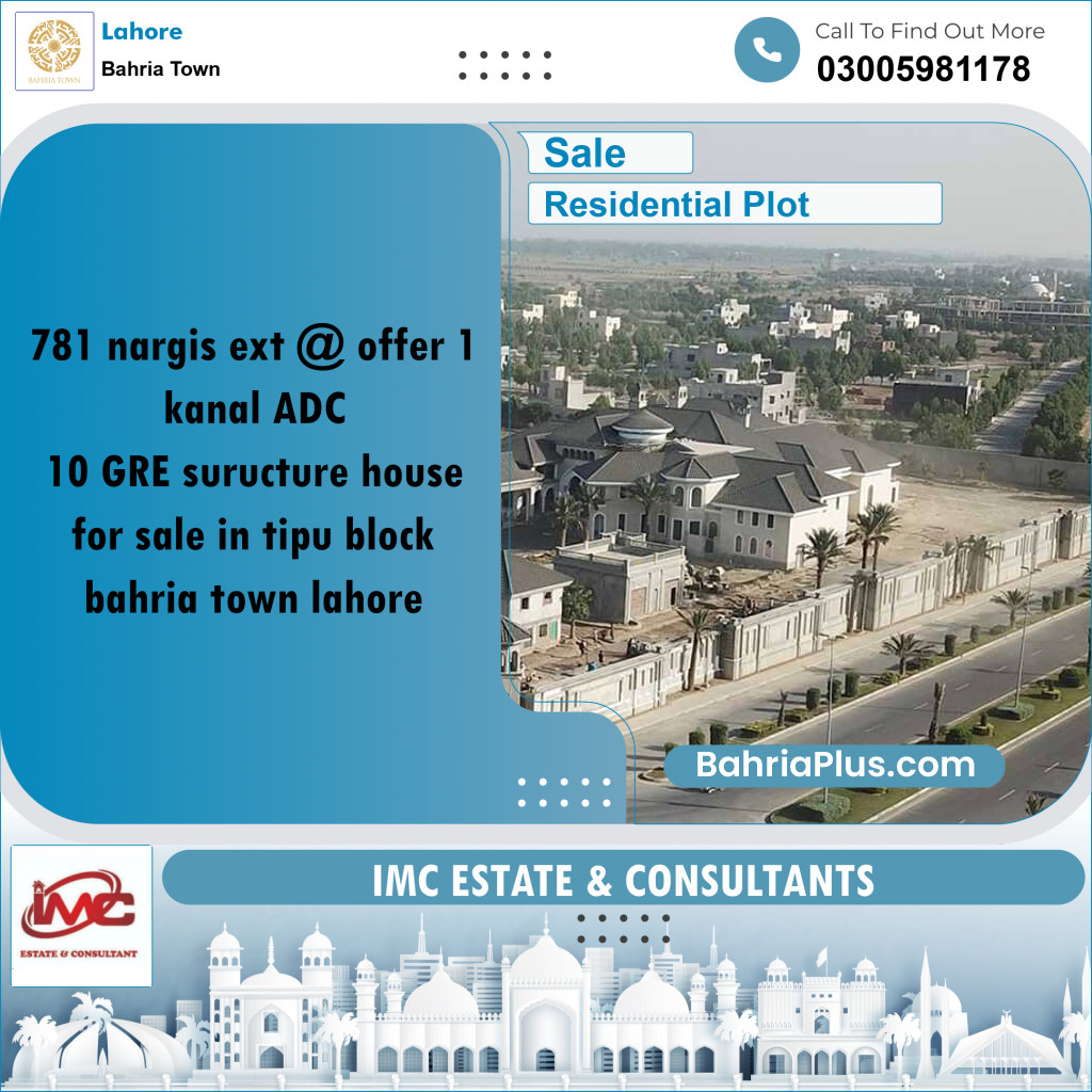 Residential Plot for Sale in Sector C - Nargis/Hussain Ext. -  Bahria Town, Lahore - (BP-166317)
