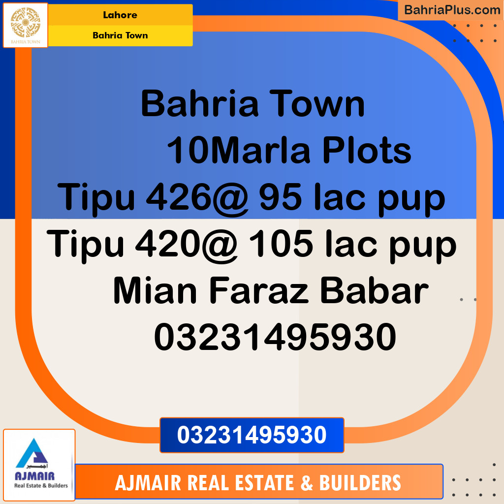 Residential Plot for Sale in Sector F - Tipu Sultan Block -  Bahria Town, Lahore - (BP-166318)