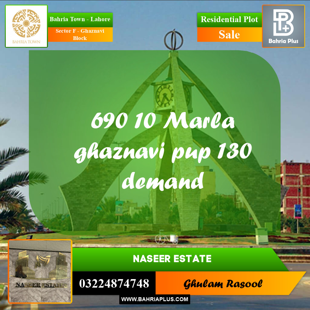 Residential Plot for Sale in Sector F - Ghaznavi Block -  Bahria Town, Lahore - (BP-166349)
