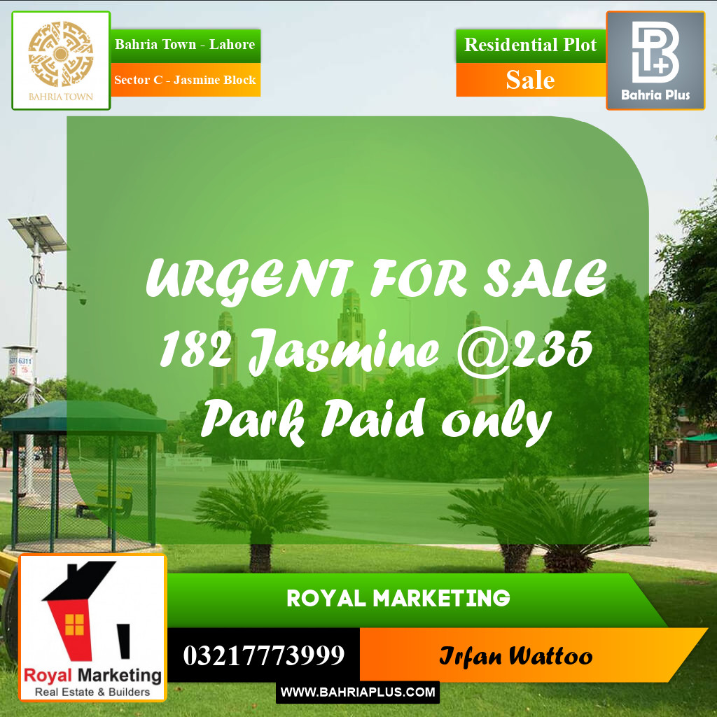 Residential Plot for Sale in Sector C - Jasmine Block -  Bahria Town, Lahore - (BP-166432)