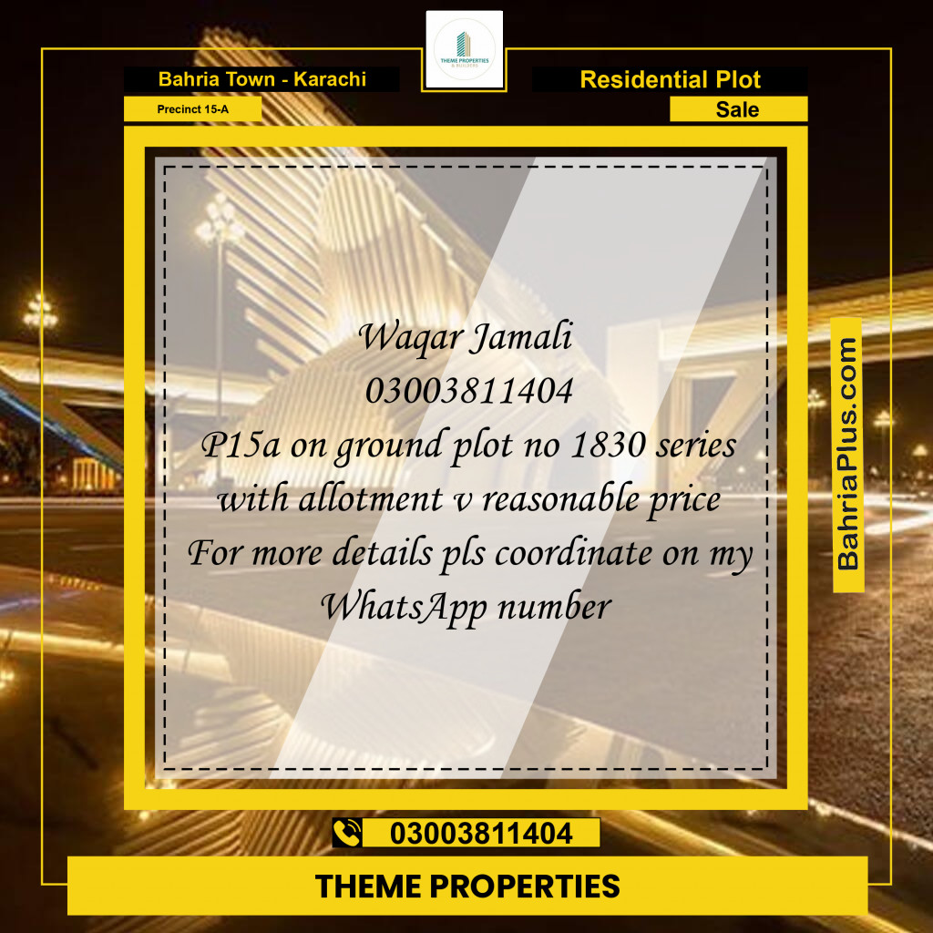 125 Sq. Yards Residential Plot for Sale in Precinct 15-A -  Bahria Town, Karachi - (BP-166453)