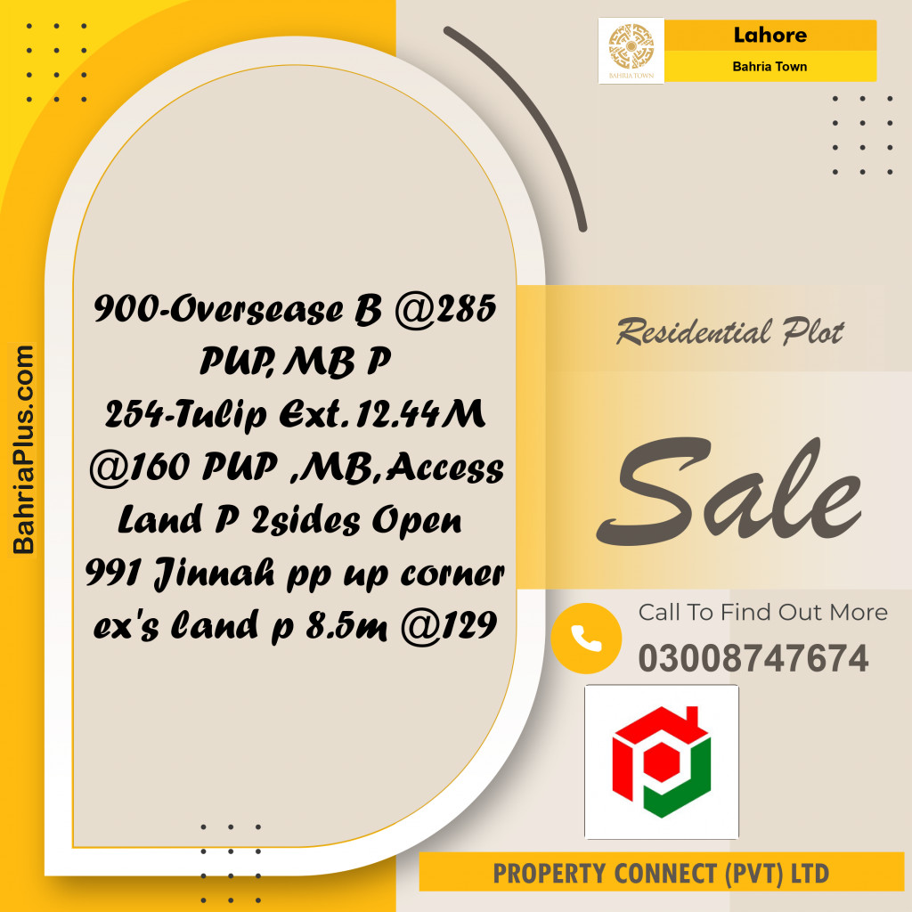 Residential Plot for Sale in Overseas B -  Bahria Town, Lahore - (BP-166474)
