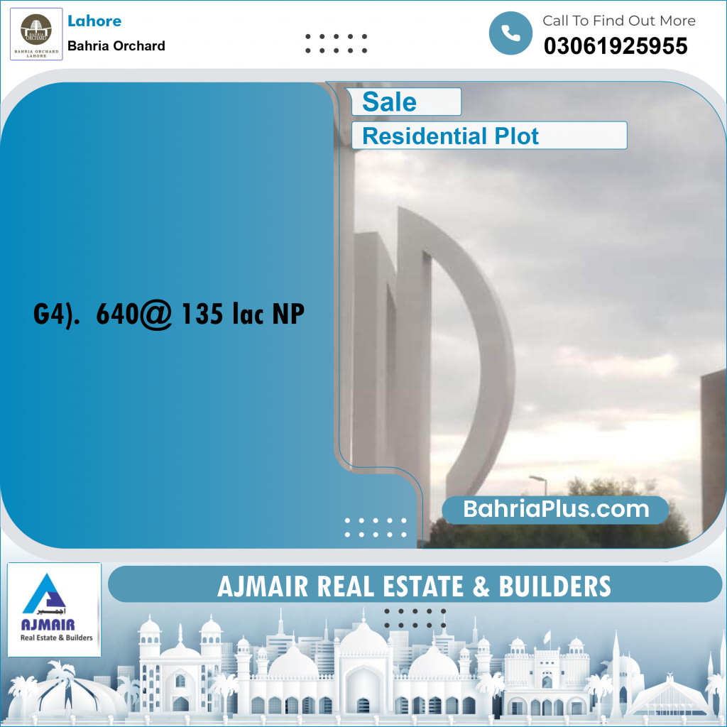Residential Plot for Sale in Bahria Orchard, Lahore - (BP-166494)