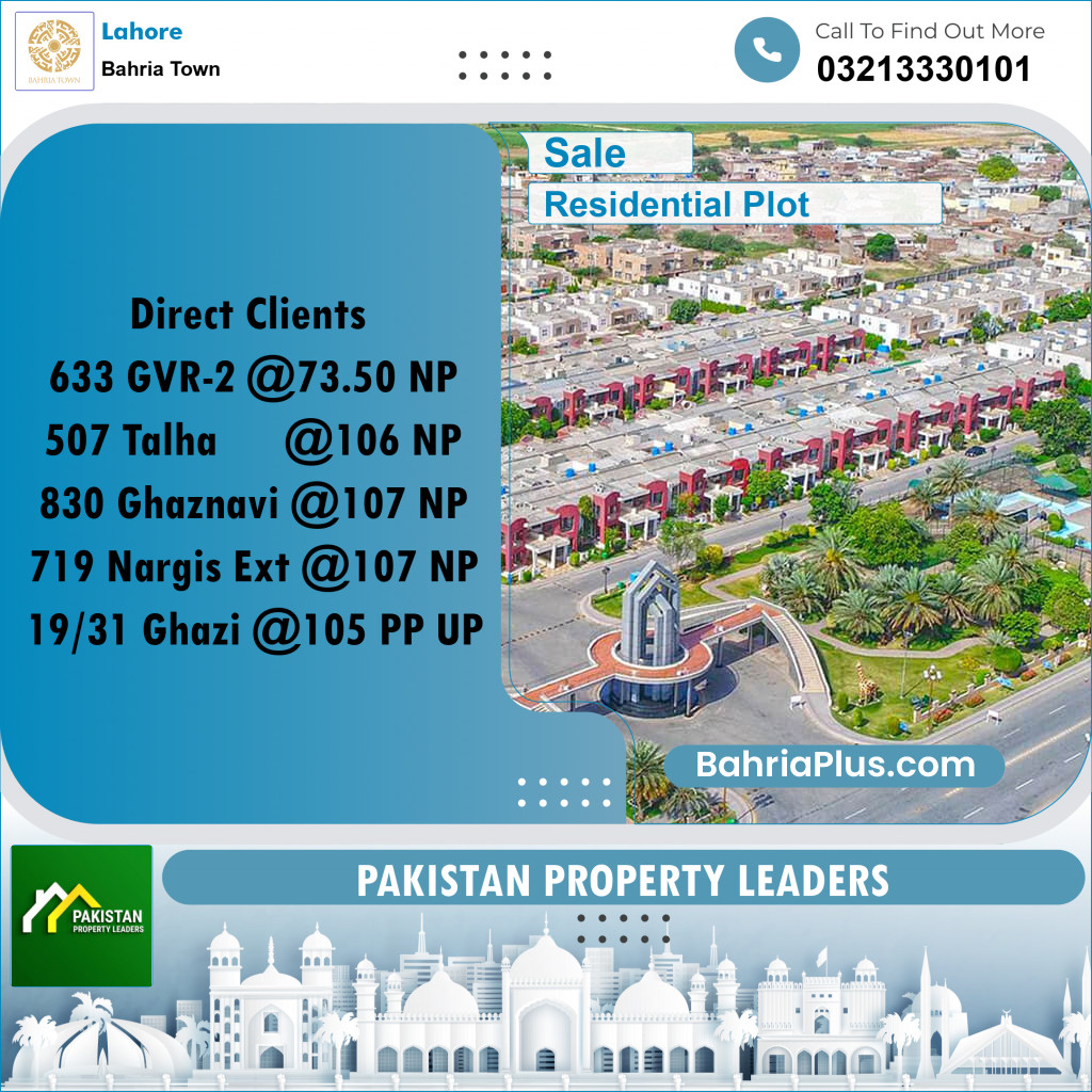 Residential Plot for Sale in Sector F - Talha Block -  Bahria Town, Lahore - (BP-166528)