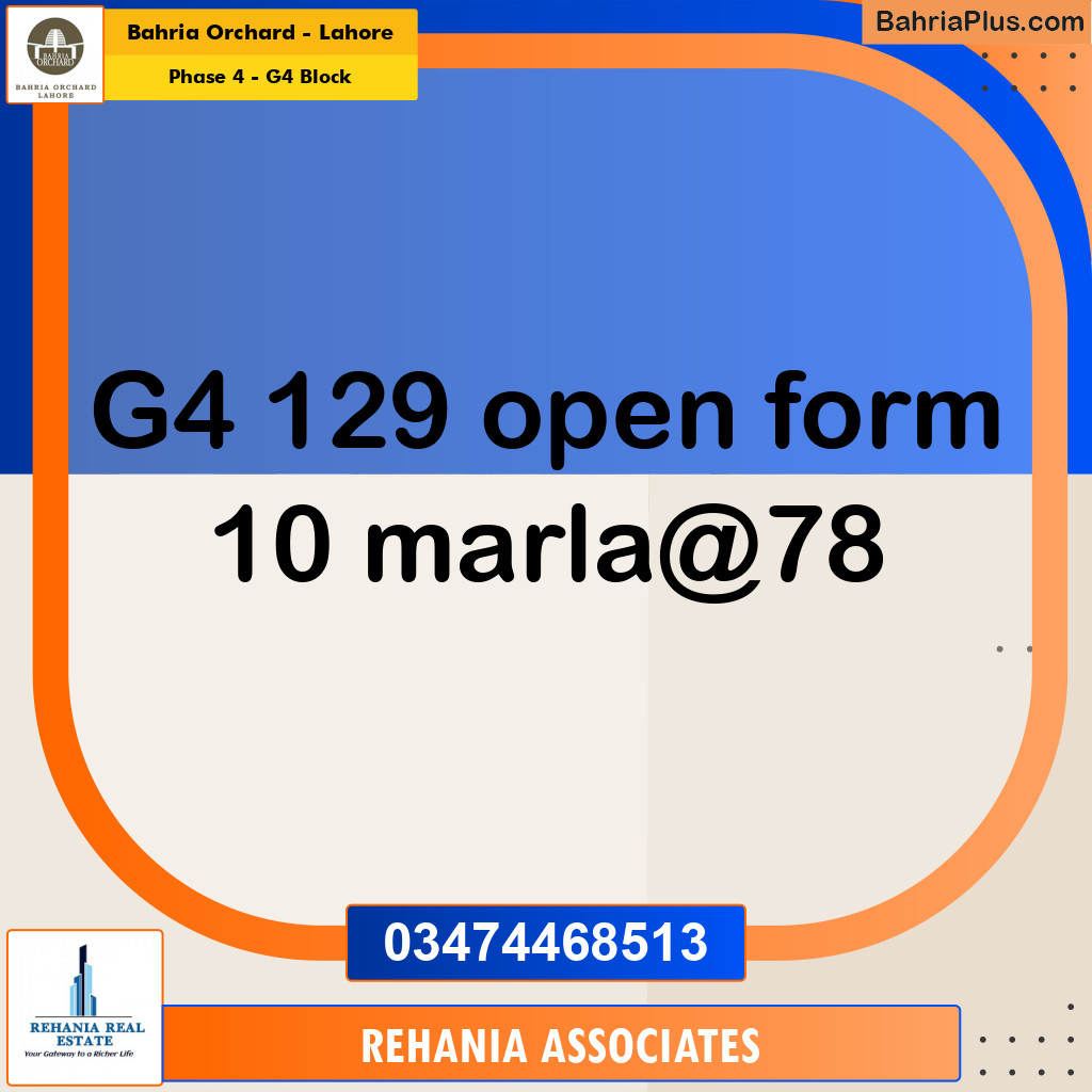 Residential Plot for Sale in Phase 4 - G4 Block -  Bahria Orchard, Lahore - (BP-166543)
